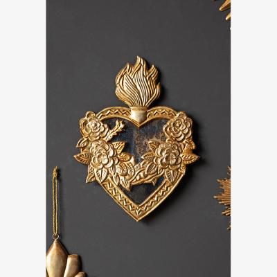 Rockett St George Foxed Floral Mirror Heart Hanging Decoration