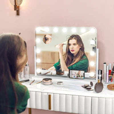 The Range HOMCOM Rotation Hollywood LED Vanity Mirror with Magnifier - White