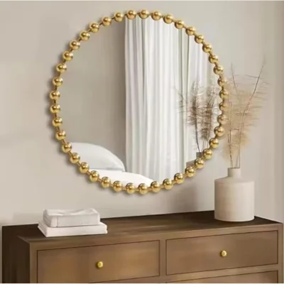 The Range Round Beaded Wall Mirror 60Cm Dia. - Gold