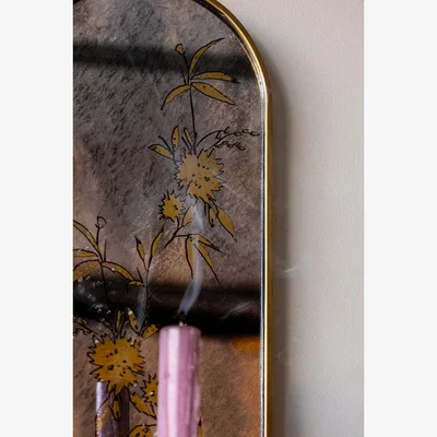 Rockett St George Gold & Foxed Mirror Floral Candle Wall Sconce