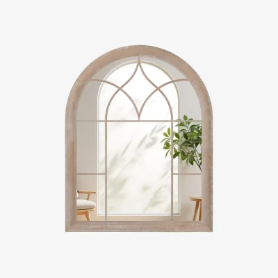 The Range Arched Metal Frame Farmhouse Wall Mirror - Grey