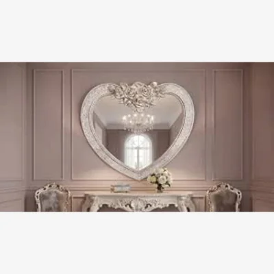 The Range Heart Crackle MDF Wall Mirror Champagne Frame 85x80Cm - Champagne