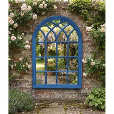 The Range Arch Soho Window Mirror Blue Rustic Frame 50.5 X 71 X 2.5 CM - Blue Rustic