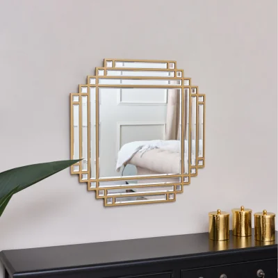 The Range Square Art Deco Fan Wall Mirror - Gold
