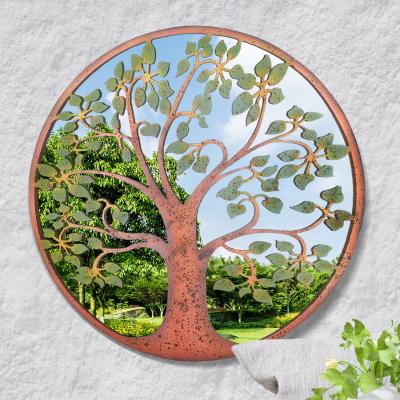 The Range Metal Circular Decorative Tree Garden Mirror - Bronze