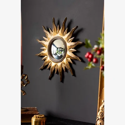 Rockett St George Antique Gold Sun Convex Mirror