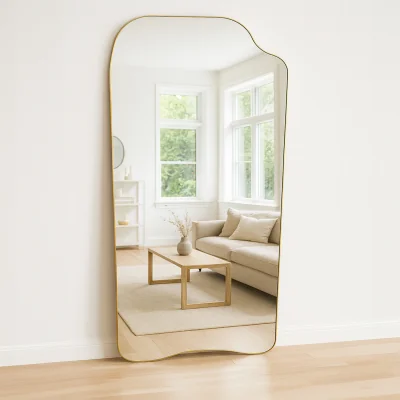 The Range Modern Irregular Frame Leaner Mirror - Gold