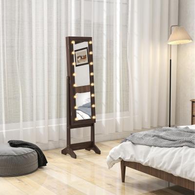 The Range HOMCOM Jewelry Cabinet with LED Mirror Free Standing - Dark Brown