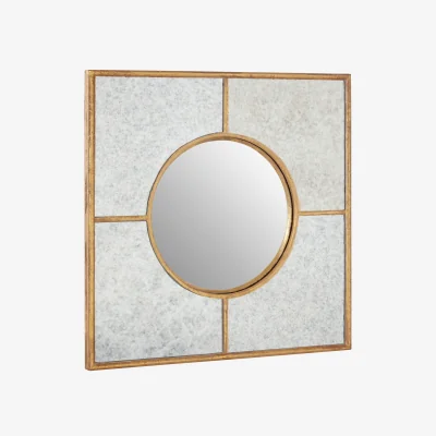 The Range Sana Medium Rectangular Wall Mirror with Bevelled Frame - Gold