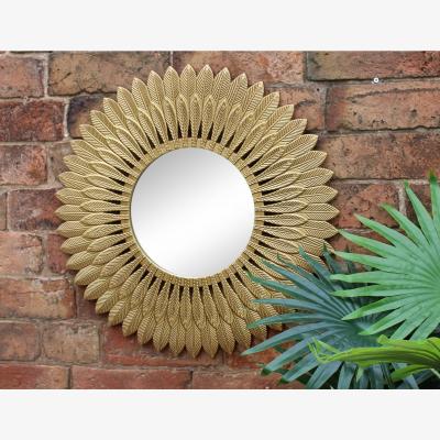 The Range Large Gold Feather Design Mirror - Yellow