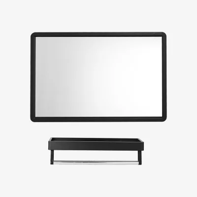 The Range Livingandhome Black Wall Mirror with Shelf and Towel Bar - Black