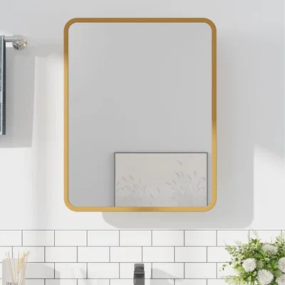 The Range Wall-mounted Mirror Cabinet with Adjustable Shelves - Gold / 11.2kg / 51cm(W) x 13cm(D) x 71cm(H)
