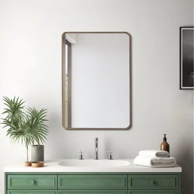 The Range Rectangular Wall Mirror with Aluminum Frame  - Gold
