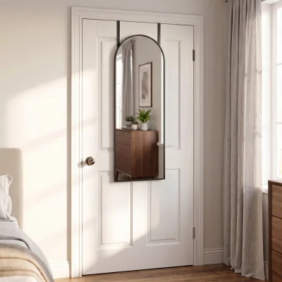 The Range Black Arched Over Door Metal Mirror 120cm