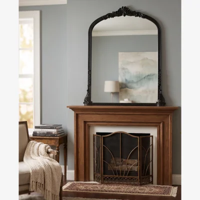 The Range Black Arched Ornate Beaded Injection Mirror 80x70Cm - Blacky