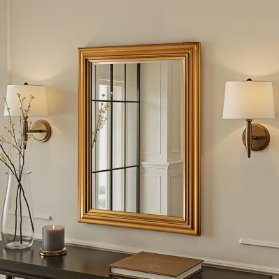 The Range Contemporary Framed Bevelled Mirror - Gold