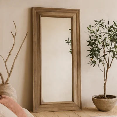 The Range Rustic Wood Framed Rectangular Wall Mirror Distressed - Brown
