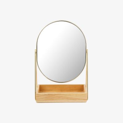The Range Wood Organiser Base Cosmetic Mirror - Brown