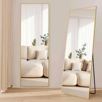The Range Square Corner Full Length Standing Mirror, Gold - Pale Gold
