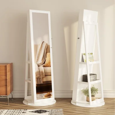 The Range Swivel Jewelry Cabinet Mirror For bedroom - White