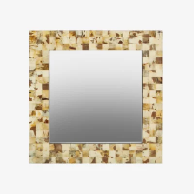 The Range Petillo Thick Silver Frame Small Square Wall Mirror - Cream