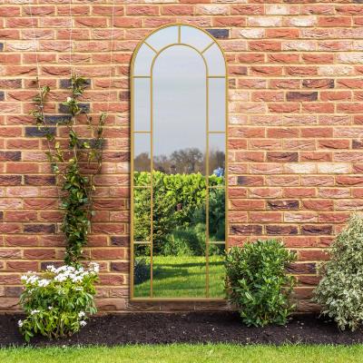 The Range Arcus Window Framed Arch Leaner Garden Wall Mirror - Gold / 170cm