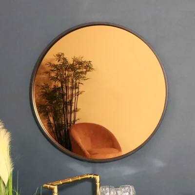 The Range Round Smoked Copper Wall Mirror 80cm x 80cm - Black