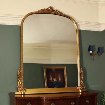 The Range Extra Large Arch Antique Gold Ornate Overmantle Mirror - 1.52m X 1.28m