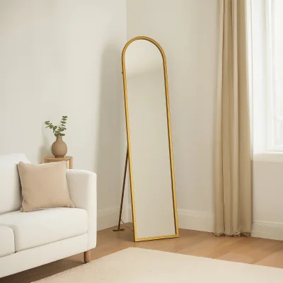 The Range Avento Gold Finish Floor Mirror - Gold