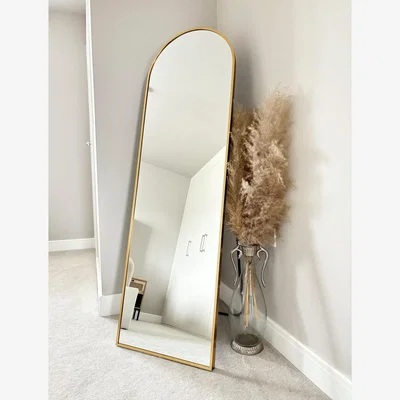 The Range Gold Arched Metal Frame Mirror Wall & Floor Standing - 145 x 45cm - Gold