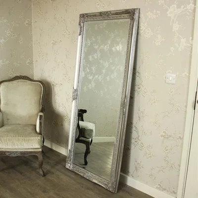 The Range Large Ornate Wall Floor Mirror - Silver