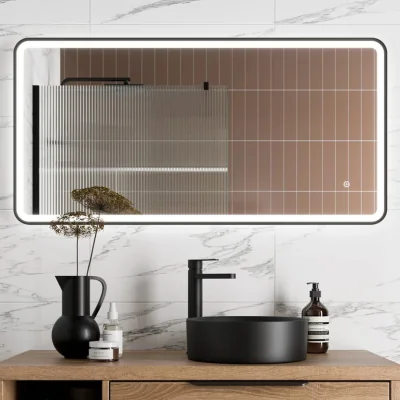 The Range Rectangular LED Mirror with Demister 1200 x 600mm Matt Black - Matt Black
