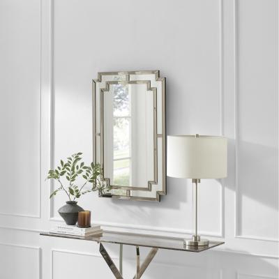 The Range Opaline Grey Deco Style Rectangle Wall Mirror - Grey