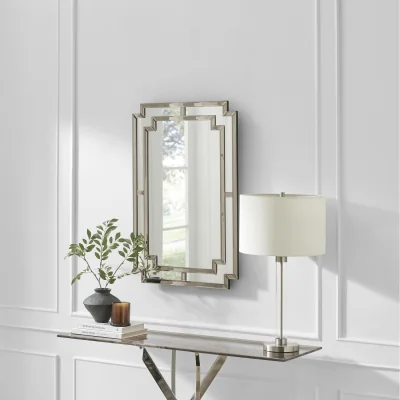 The Range Opaline Grey Deco Style Rectangle Wall Mirror - Grey
