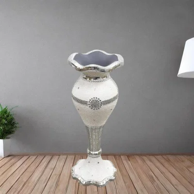 The Range X Large Shiny Sparkly Mirror Crushed Diamond Glitter Flower V052 - White