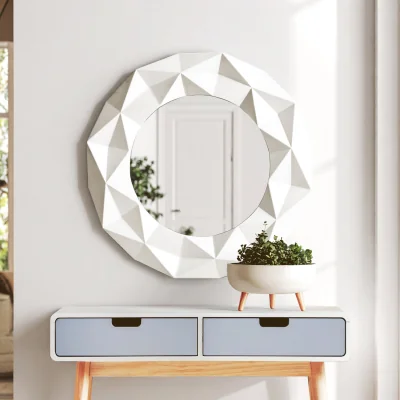 The Range Orsina Stockholm White High Gloss Round Wall Mirror - White