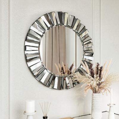 The Range Knightsbridge Luxury Large Round Wall Mirror - Grey Silver
