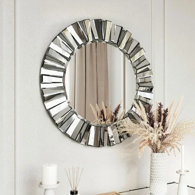 The Range Knightsbridge Luxury Large Round Wall Mirror - Grey Silver