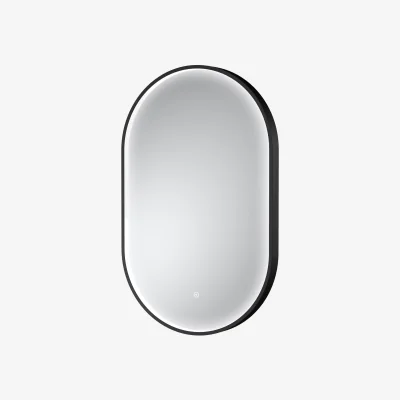 The Range Oval Inset Framed LED Touch Sensor Mirror - 800 x 500mm - Black - Matt Black