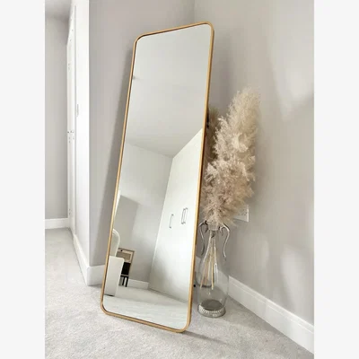 The Range Gold Tall Metal Frame Mirror Wall & Floor Standing - 145 x 45cm - Gold
