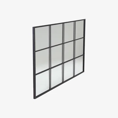 The Range Large Industrial Window Mirror L120 x D2.5cm x W80cm Black - Black