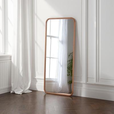 The Range Solid Oak Curved Full Length Wall Mirror - Oak
