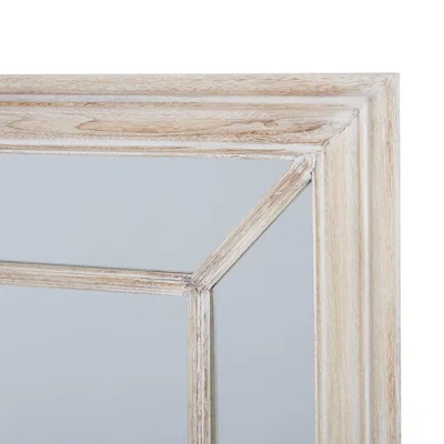 The Range Rustic Window Pane Mirror With Washed Wood Frame - Brown