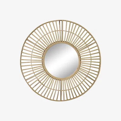 The Range Circular Natural Rattan Effect Mirror 70cm - Brown
