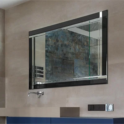 The Range MirrorOutlet Calder Black Glass Venetian Mirror 120 x 80cm - Black