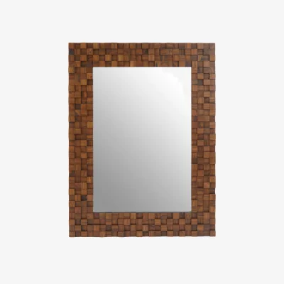 The Range Sana Large Rectangular Wall Mirror with Bevelled Frame - Brown