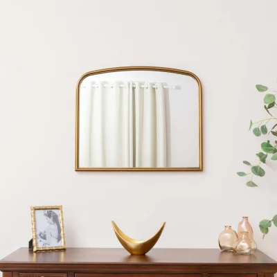 The Range Gold Arched Metal Framed Wall Mirror - 60cm X 50cm