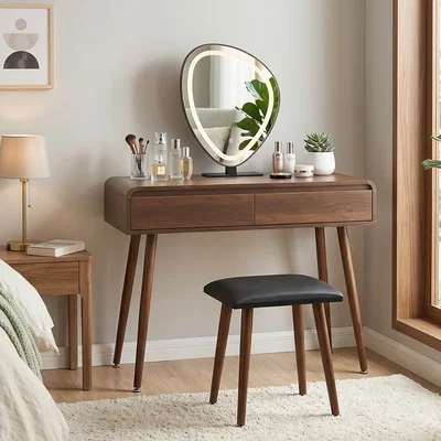 The Range Abstract LED Mirror Dressing Table - Brown