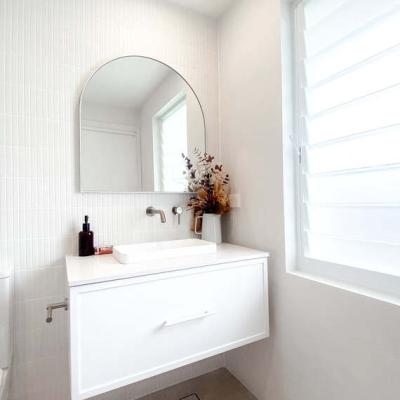 The Range Arch Shape White Stainless Steel Framed Mirror - 760 x 500mm - White