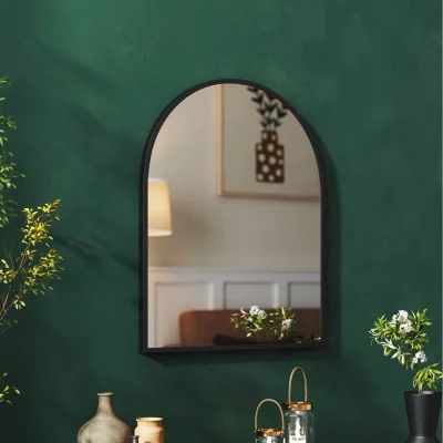 The Range Arched Wall Mirror Black Aluminum Frame - Black